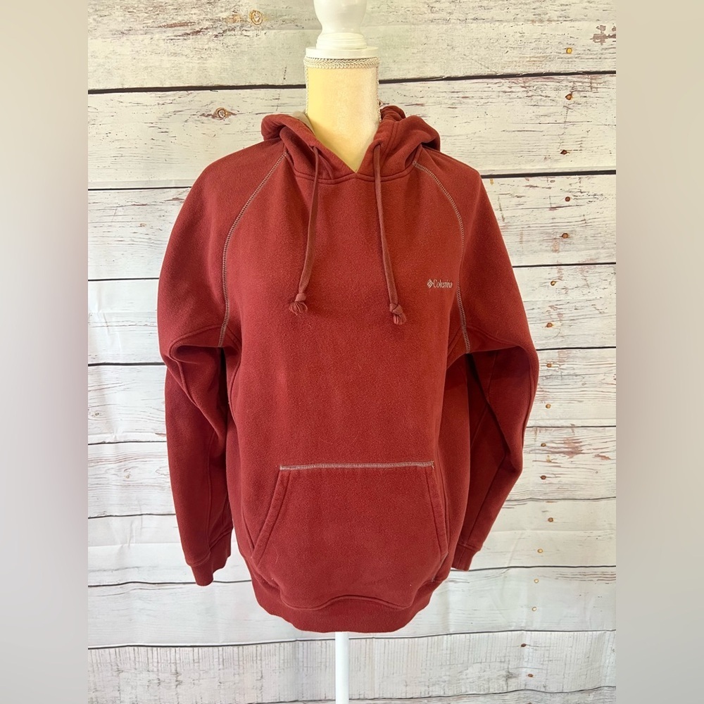 Columbia Woman’s Burnt Red Heavyweight Cotton Blend Soft Comfy Hoodie Size Large